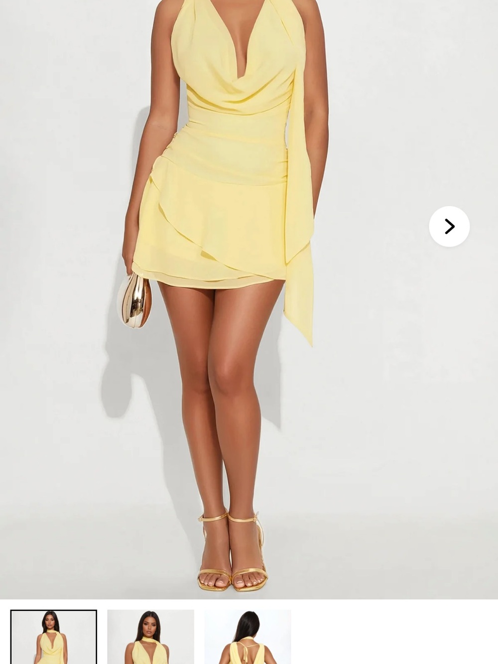 Yellow Draped Mini Skirt - Women's Summer Skirt